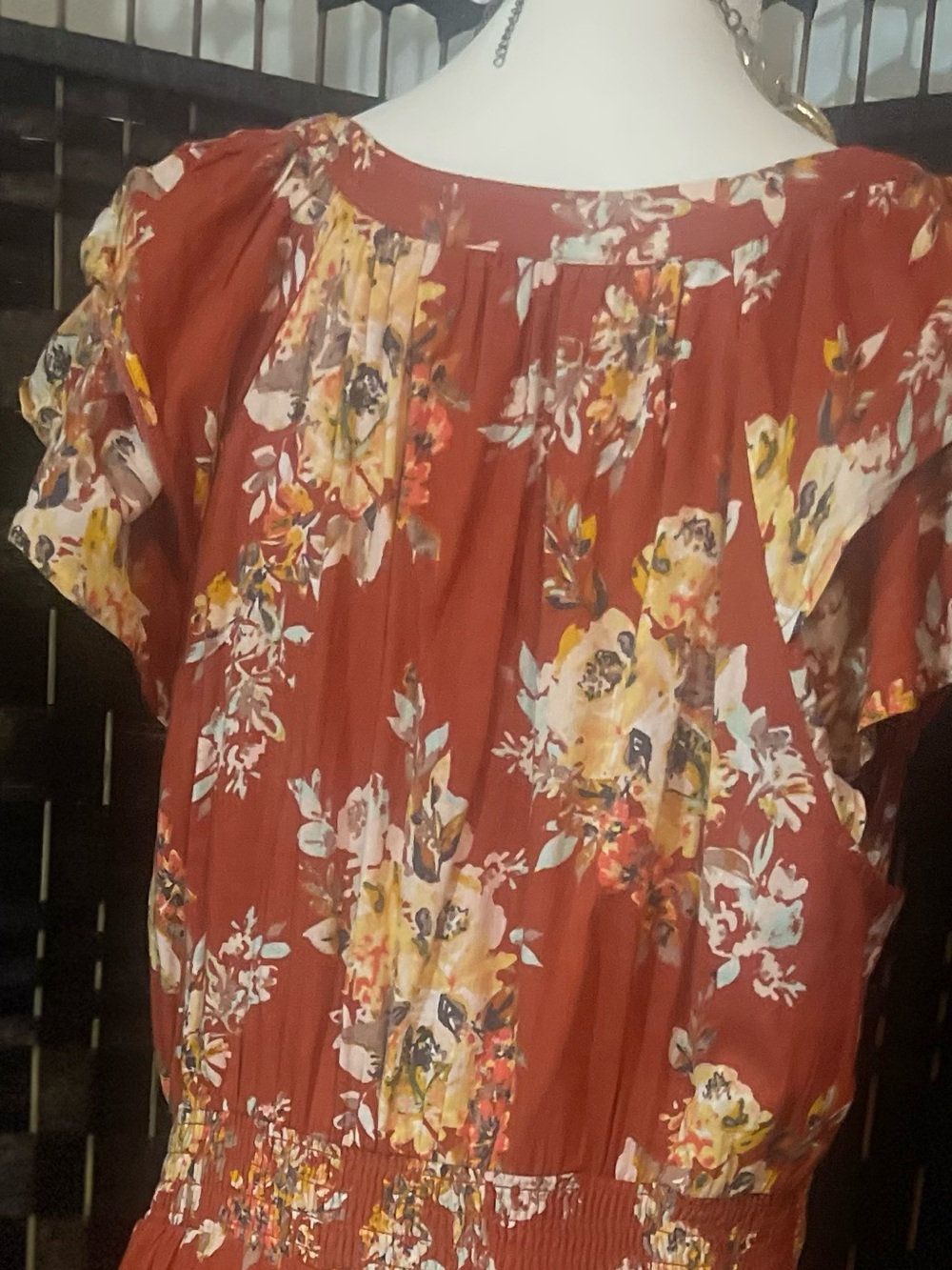LC Lauren Conrad Rust Floral Maxi Dress with V-Neck - Picture 6 of 8
